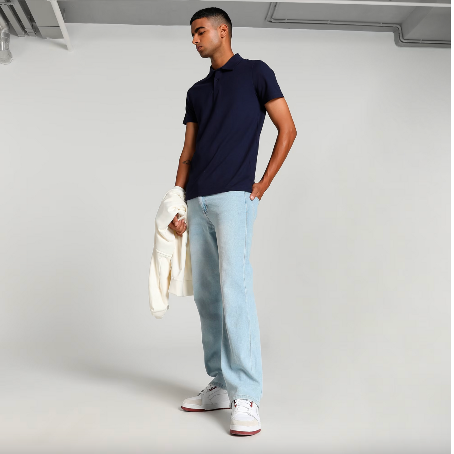 Navy Blue Solid Polo T-shirt